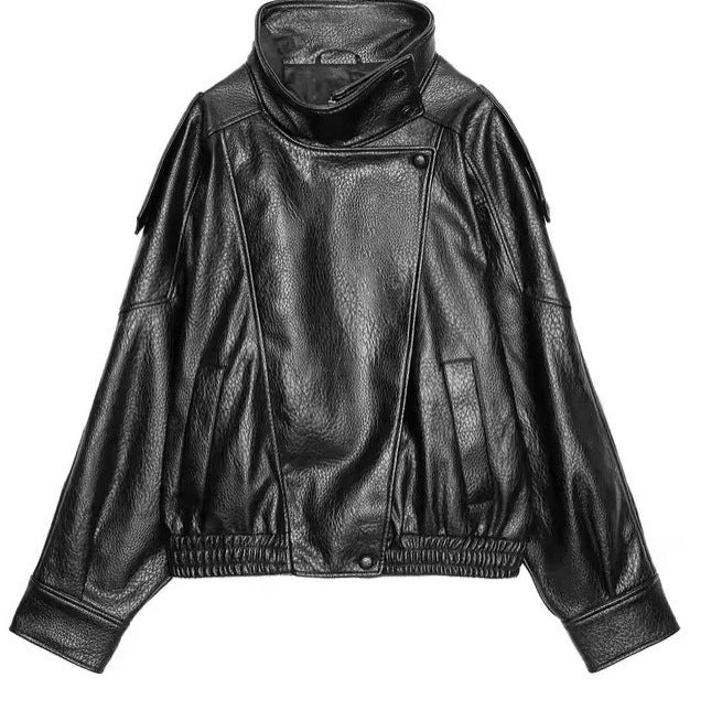 Women's Fashion Personality Locomotive Style Imitation Leather Jackets