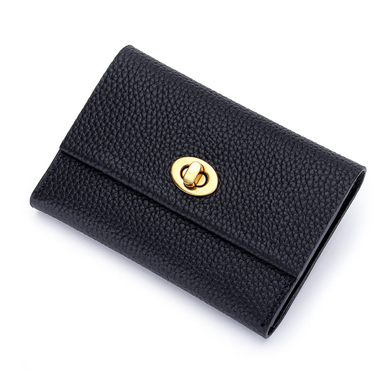 Women's Leather Short First Layer Cowhide Design Card Holder