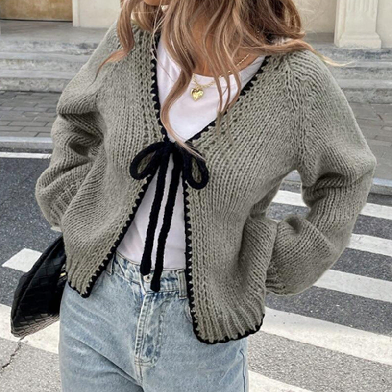 Women's Knitted Solid Color Loose Long Sleeves Knitwear