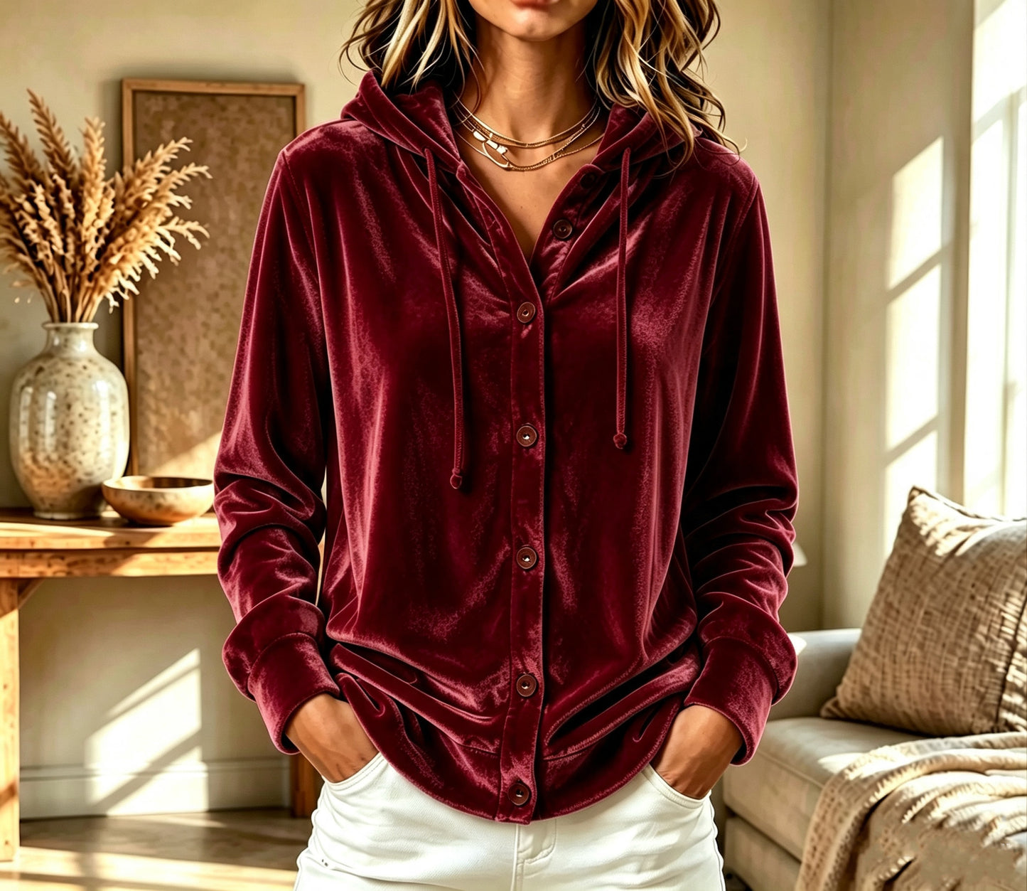 Women's Button Drawstring Baggy Retro Lazy Style Coats