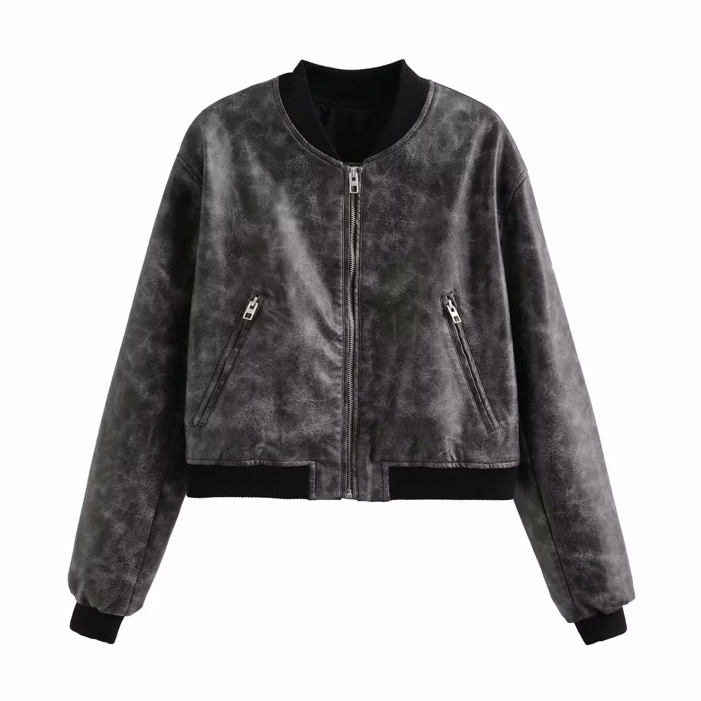 Fashion Slim Autumn Stand Collar Motorcycle Coats