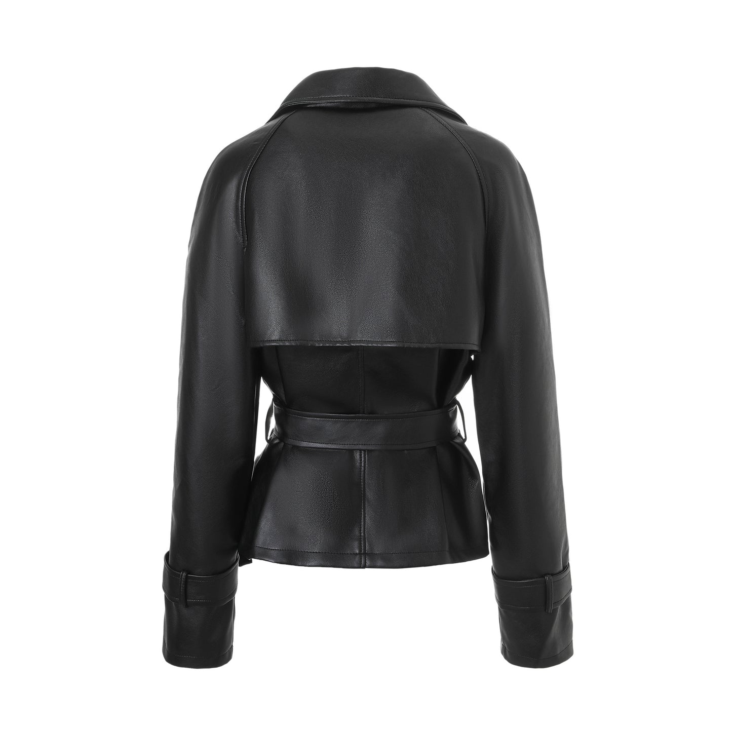 Women's Lapel Double Breasted Fashion Motorcycle Waist Jackets