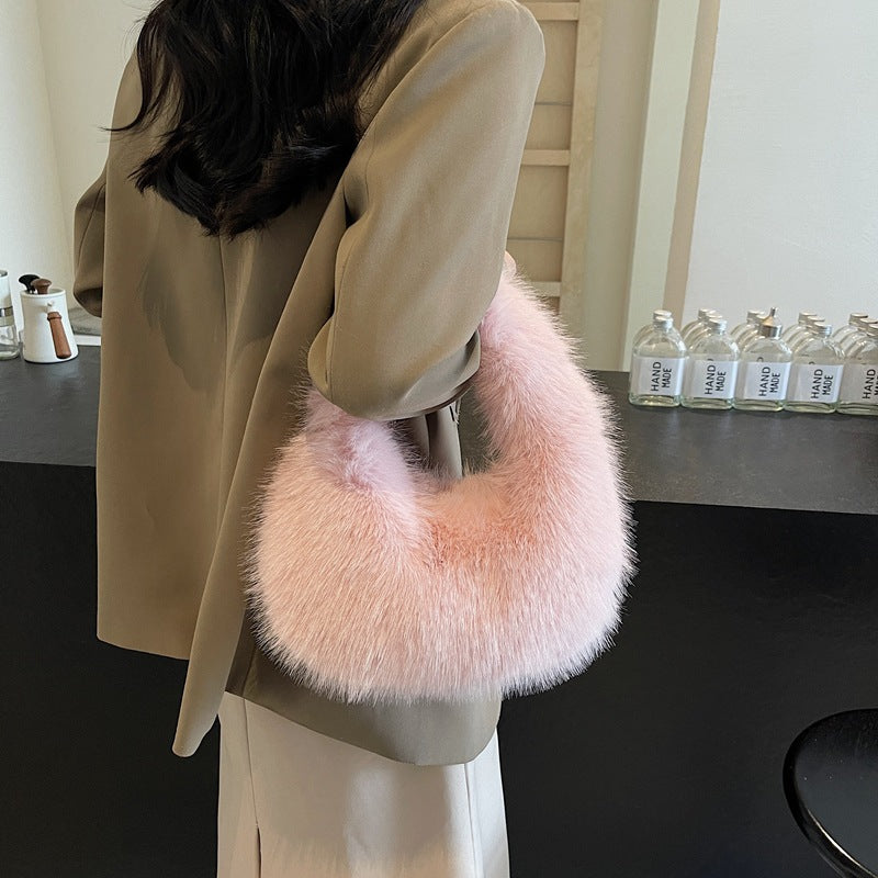 Women's Portable Fur Popular Plush High-grade Minority Bags