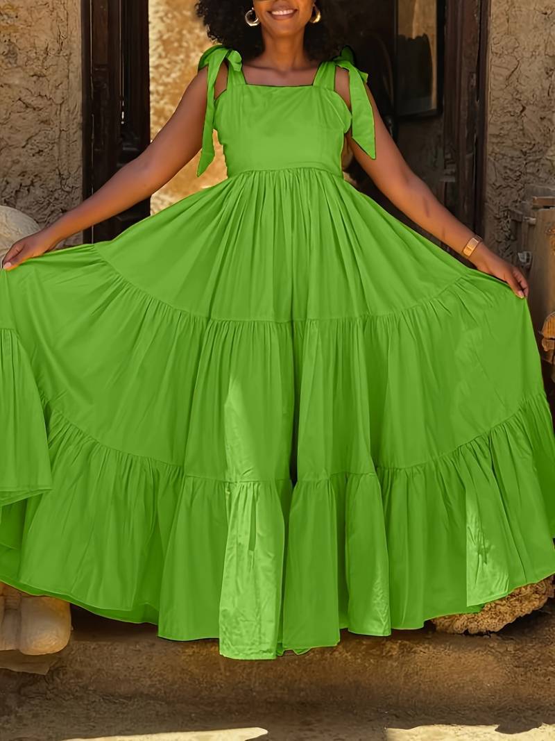 Women's Fashion Sweet Bow Tie Long Waist Dresses