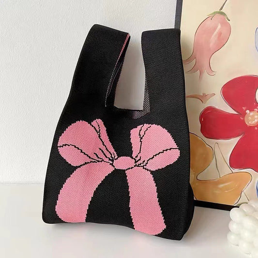 Women's Convenient Storage Knitted Woolen Yarn Fashion Tote Bags
