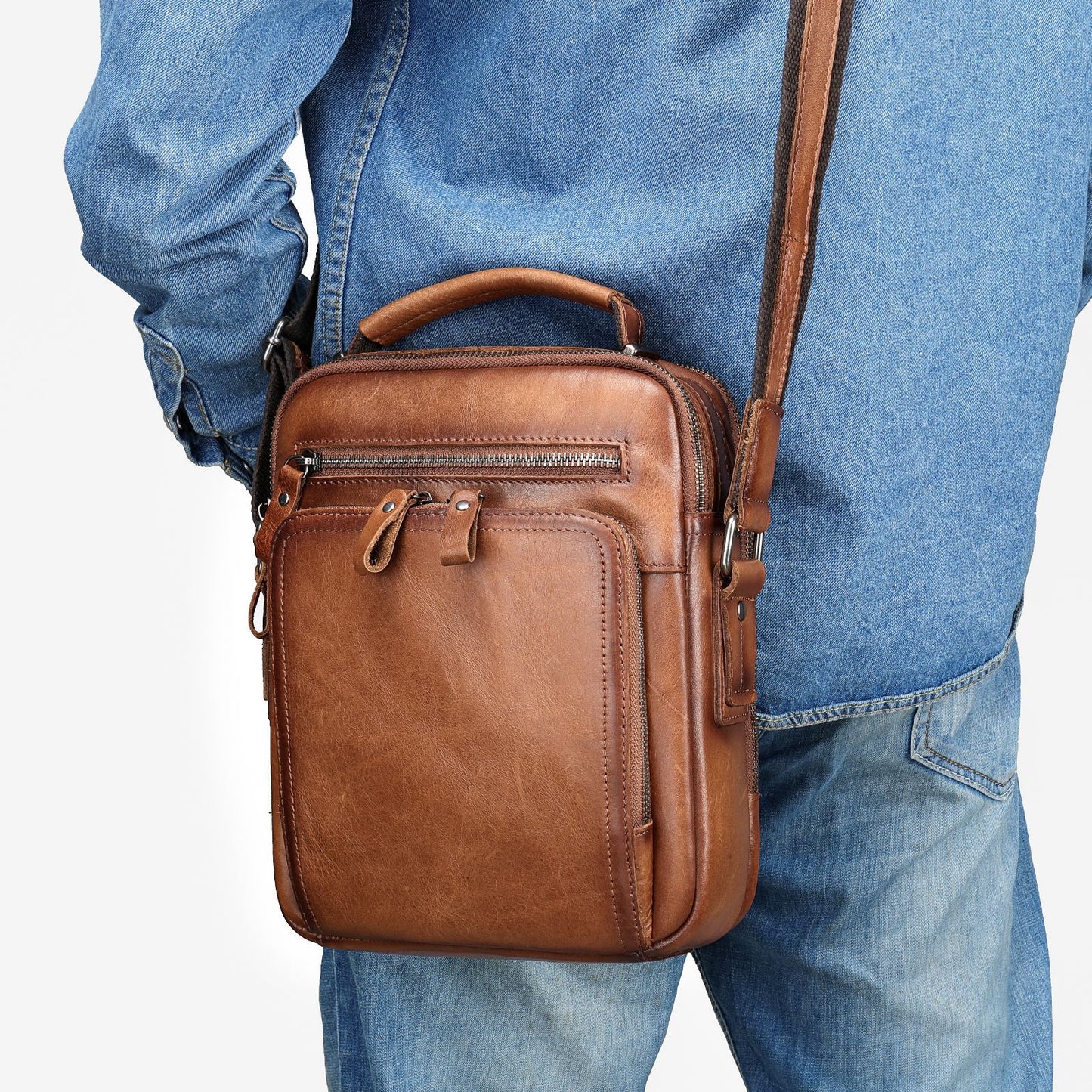 Leather Retro Crazy Horse Multifunctional Cowhide Men's Shoulder Bags