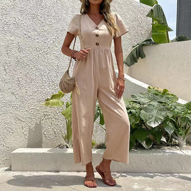 Women's Leisure Commute Cropped Summer Wide Leg Pants