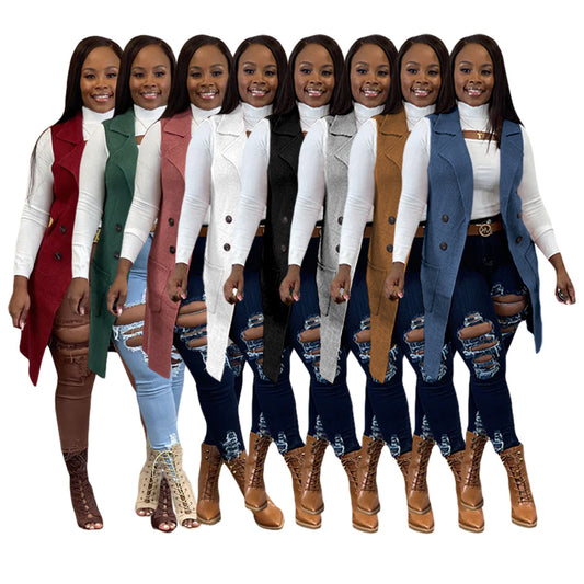 Women's Casual Solid Color Sleeveless Knit Sweaters
