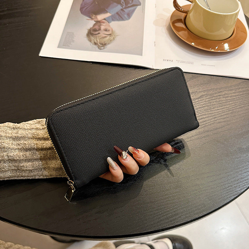 Women's Canvas Long Simple Zipper Large Capacity Ladies Wallets
