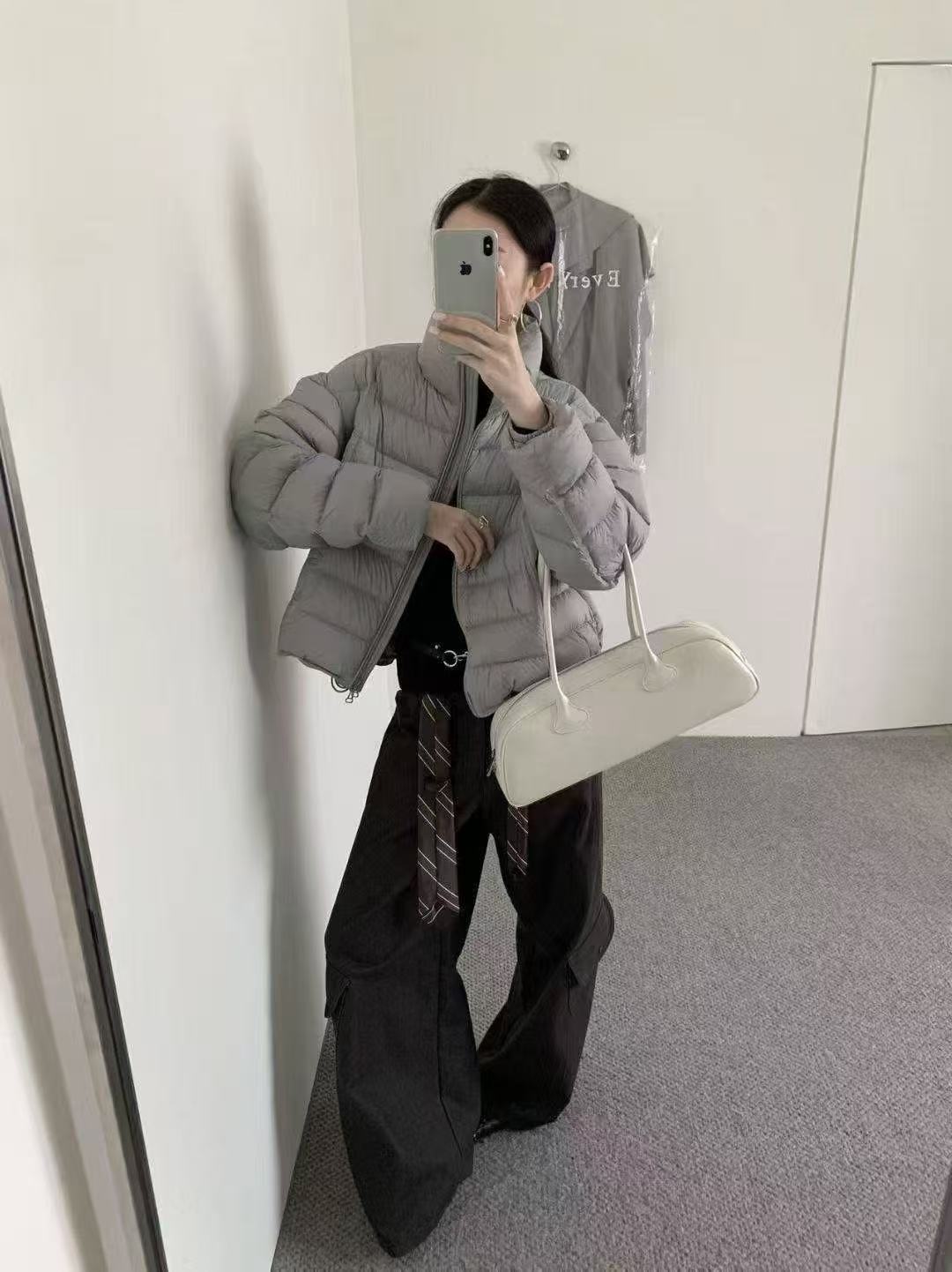 Women's Rib Temperament White Duck Down Light Jackets