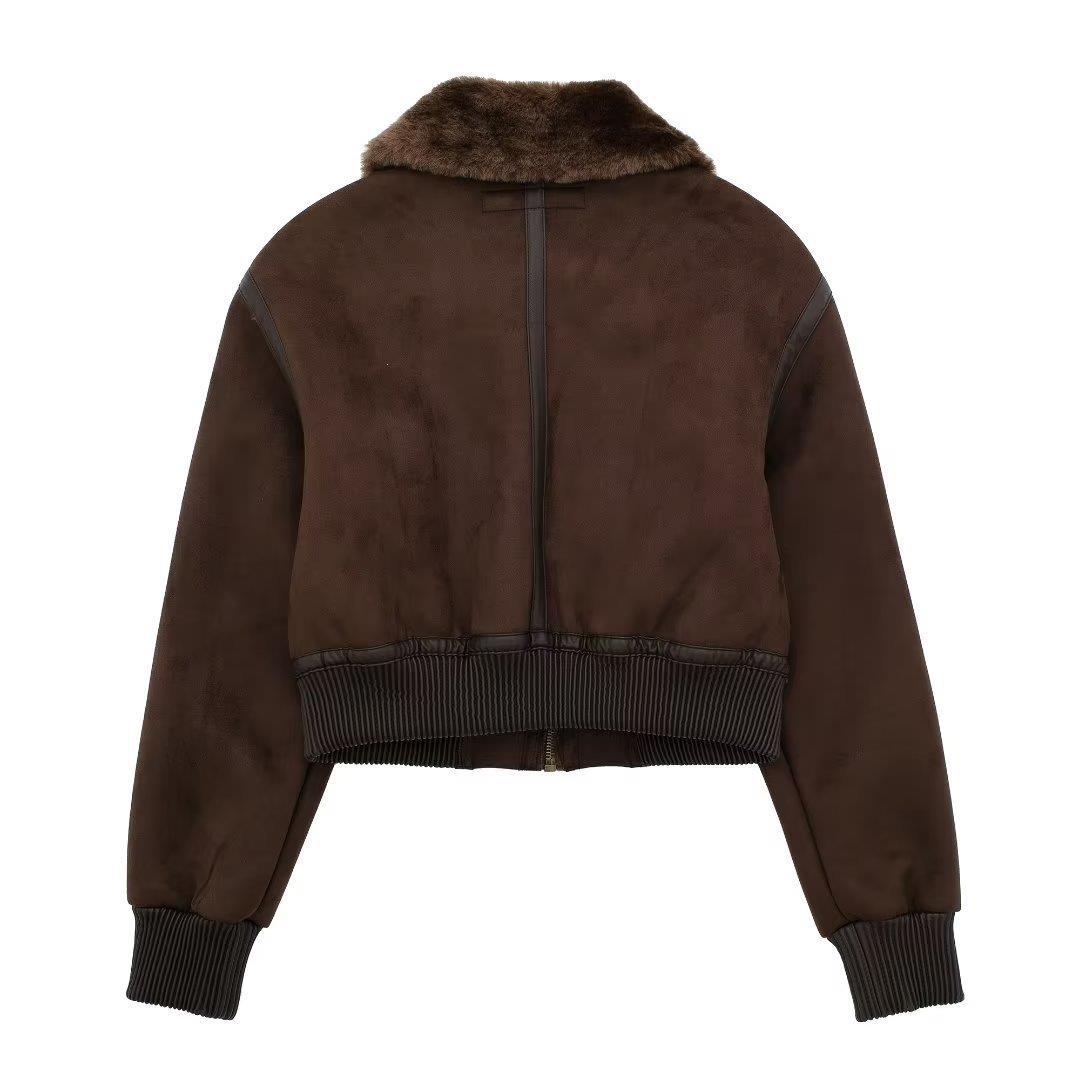 Women's Warm Brown Fur Hot Locomotive Style Tops