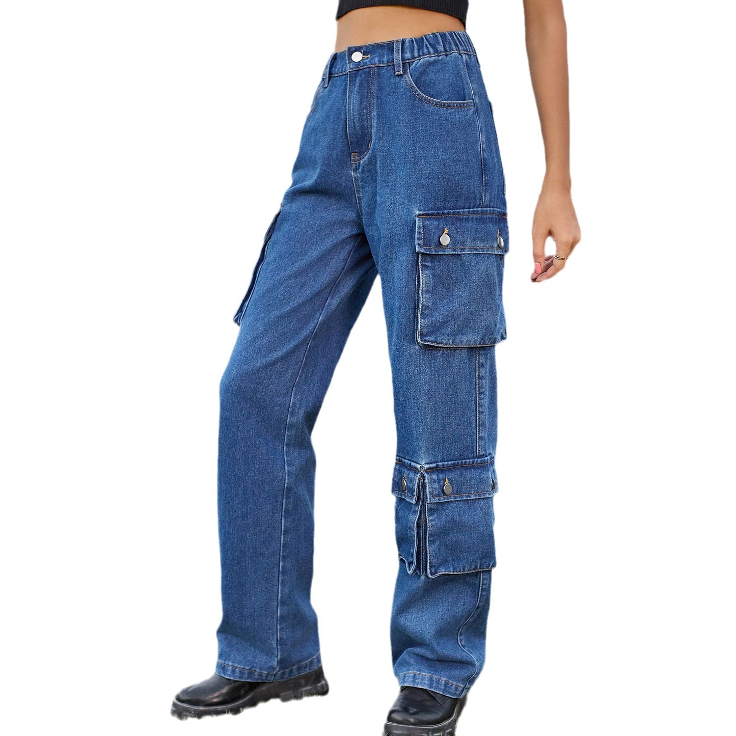 Women's Denim Washed Design Overalls Trousers Casual Women's Jeans