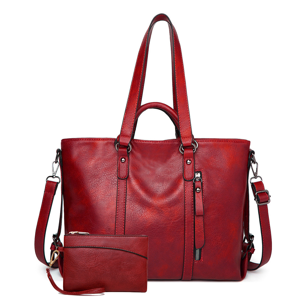 Women's Retro Oil Wax Skin Autumn Portable Tote Bags