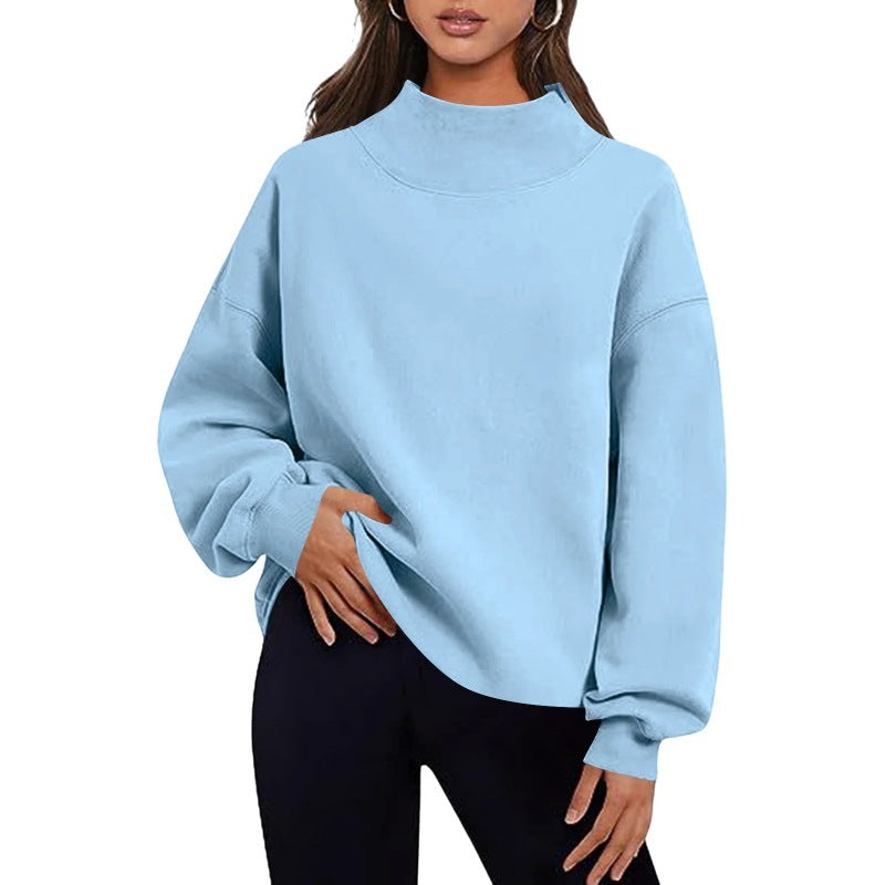 Women's Fashion Casual Style Fleece Shirt Thick Half Turtleneck Sweaters