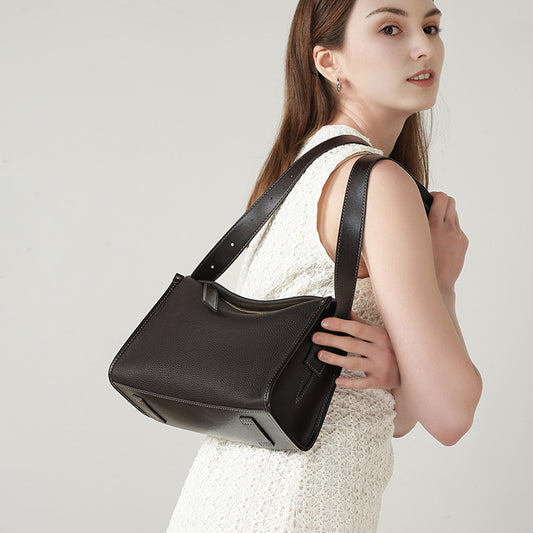 Women's Genuine Leather High-grade Pillow First Layer Cowhide Large Crossbody Bags