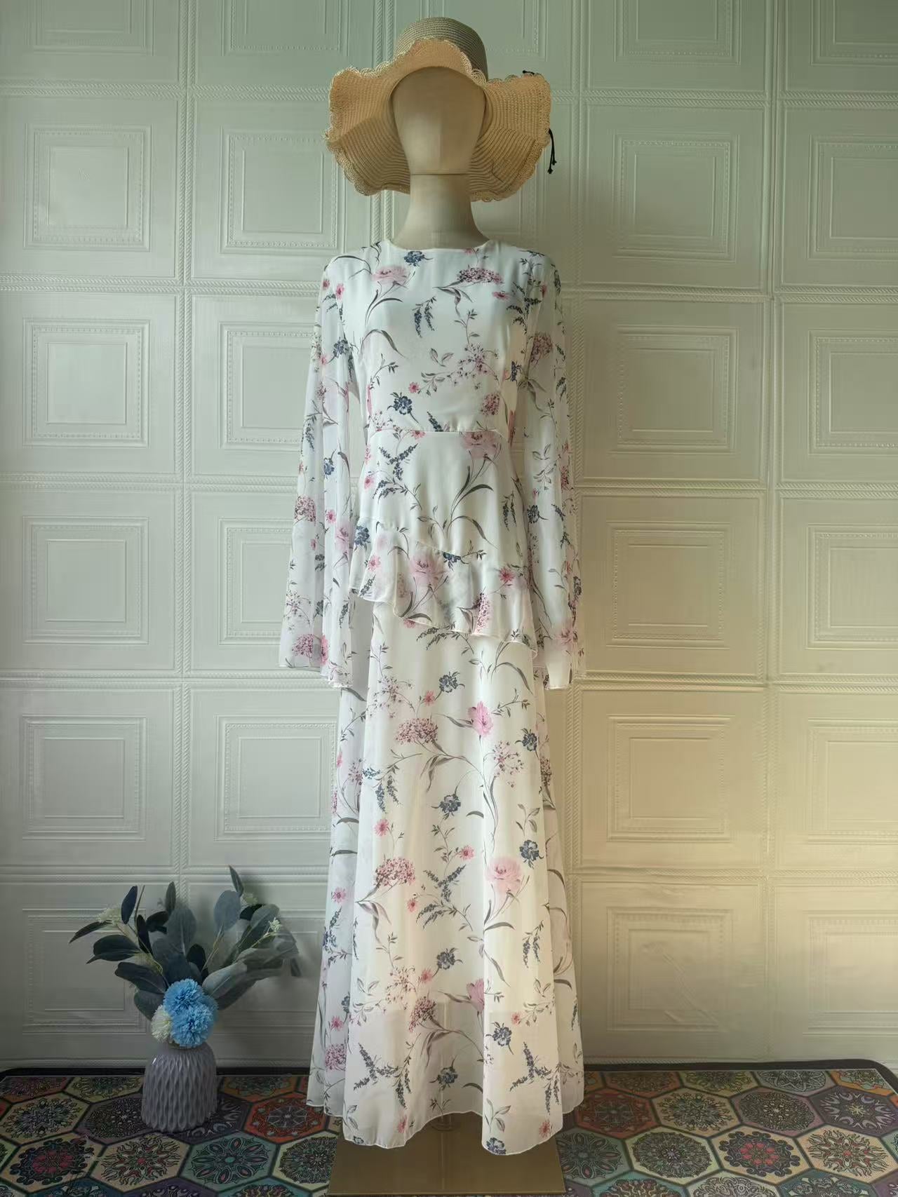 Women's Spring Floral Fresh Soft Temperament Long Dresses