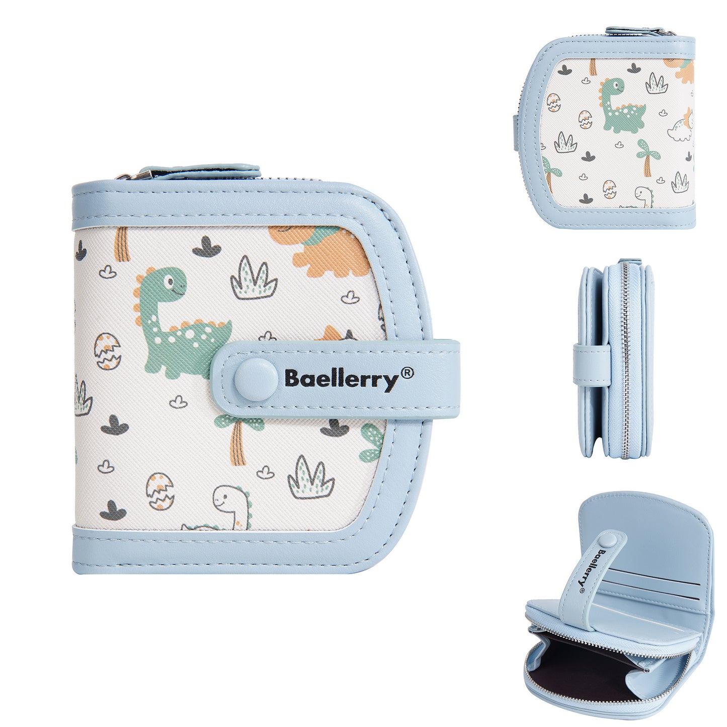 Women's Short Cute Cartoon Dinosaur Multiple Slots Ladies Wallets