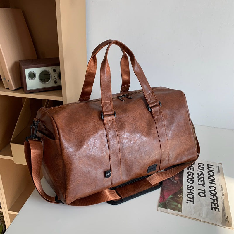 Women's & Men's & Leather Fitness Large Capacity Trip Travel Bags
