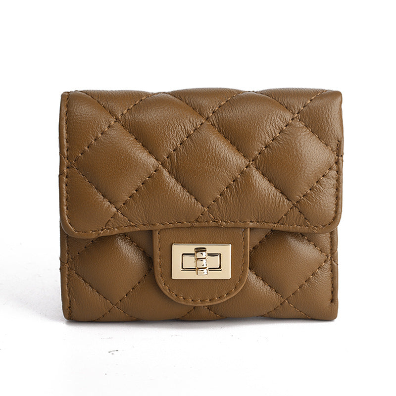 Women's Classic Style Short Simple Rhombus Large Capacity Ladies Wallets