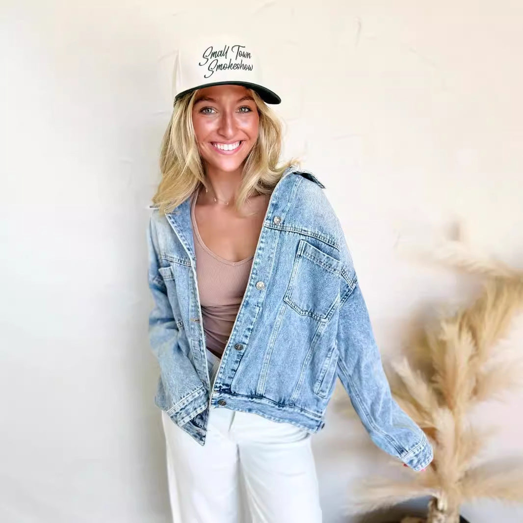 Women's Trendy Russian Denim Pocket Loose Jackets