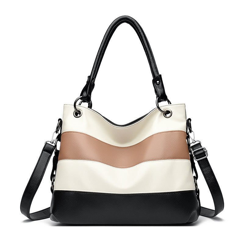 Women's Fashion Color Matching Leather Pattern Commuter Handbags