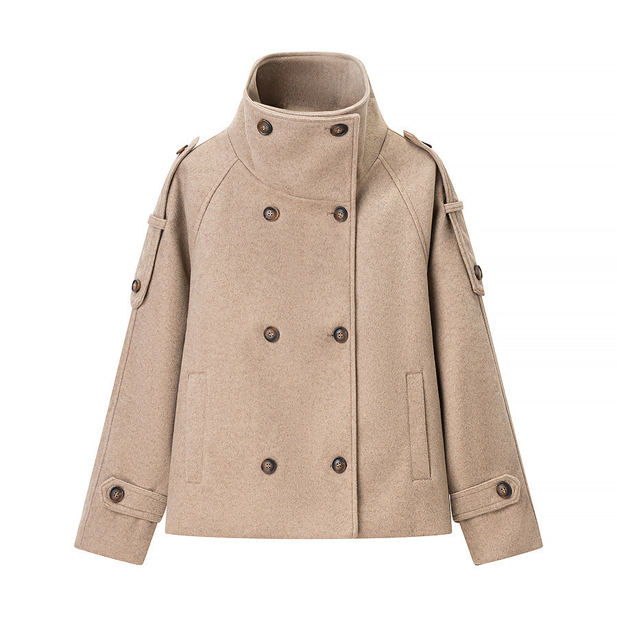 Autumn Stand Collar Breasted Woolen Fashion Commuter Coats
