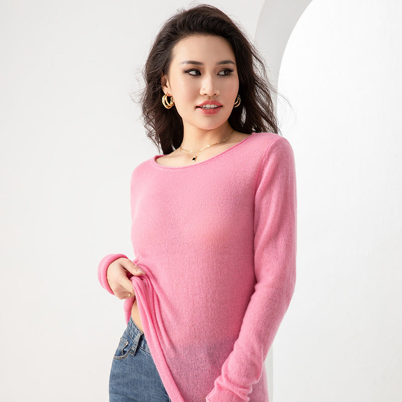 Women's Spring Thin Pullover Round Neck Bottoming Casual Sweaters