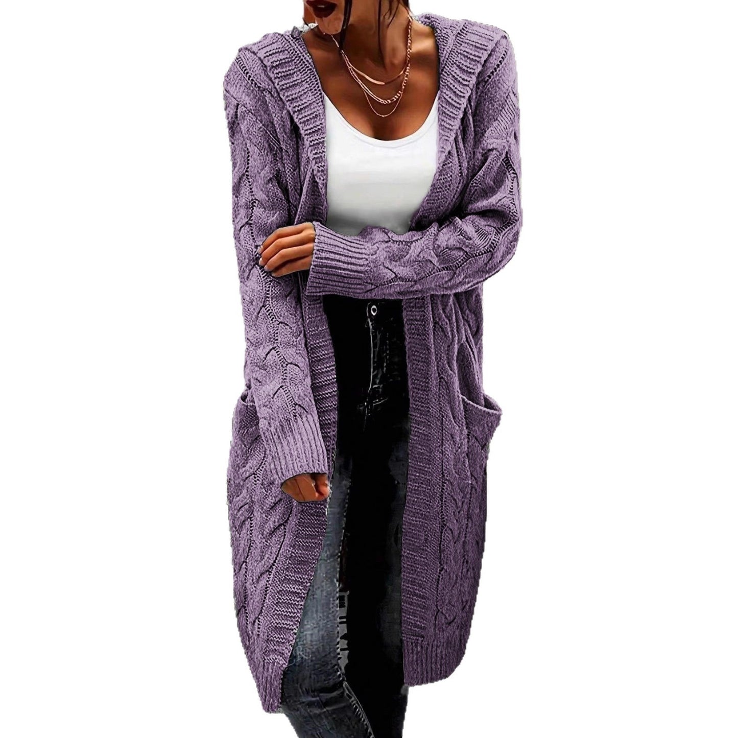 Women's Versatile Classy Hooded Twist Pocket Knitwear