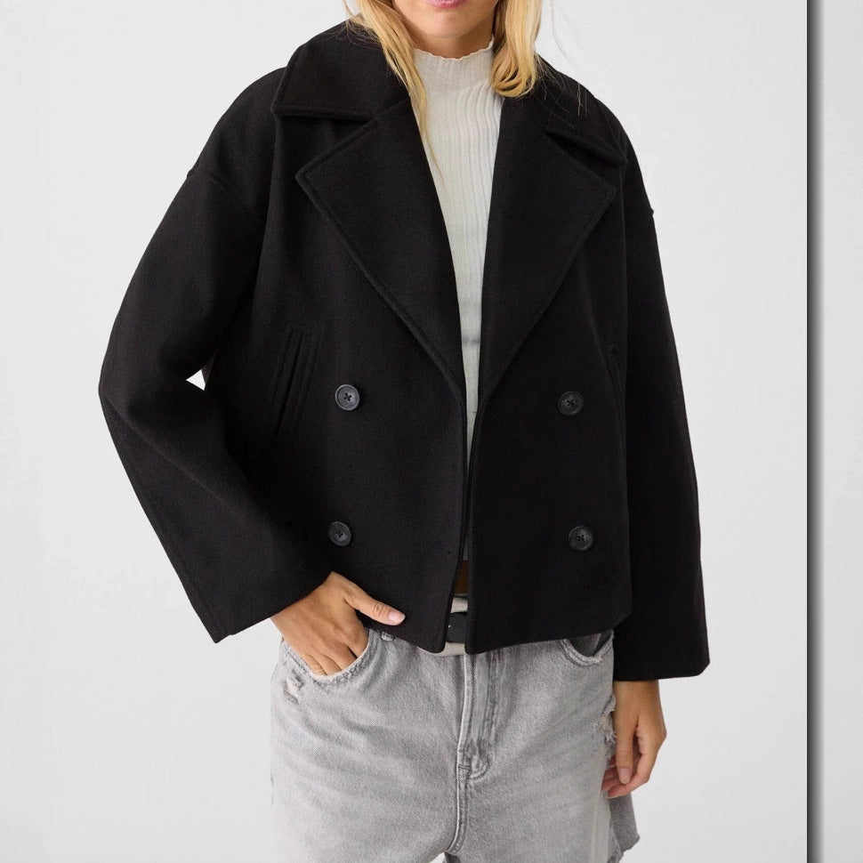 Women's Large Lapel Woolen Padded Long Sleeve Coats