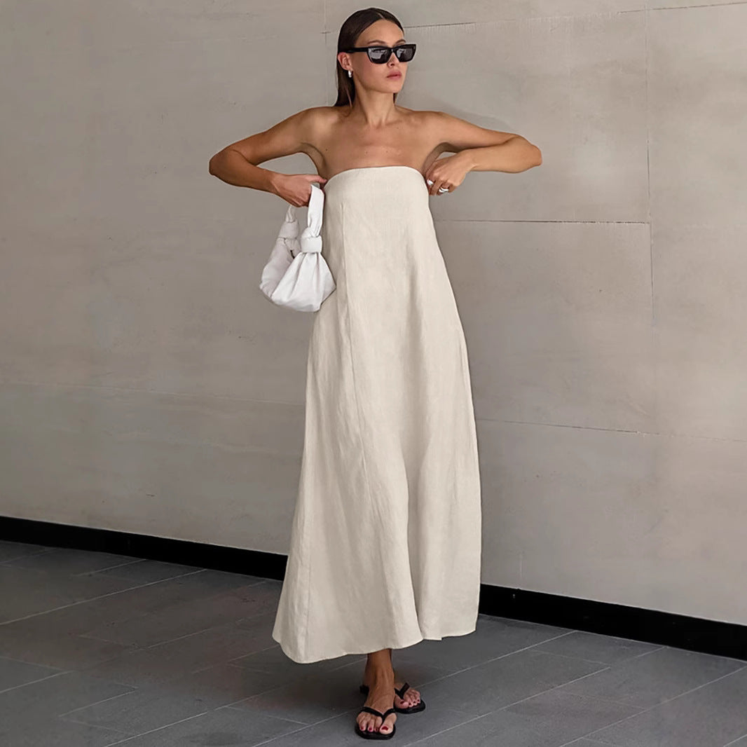 Women's Design Simple Dress Slim Fit Graceful Tube Solid Dresses