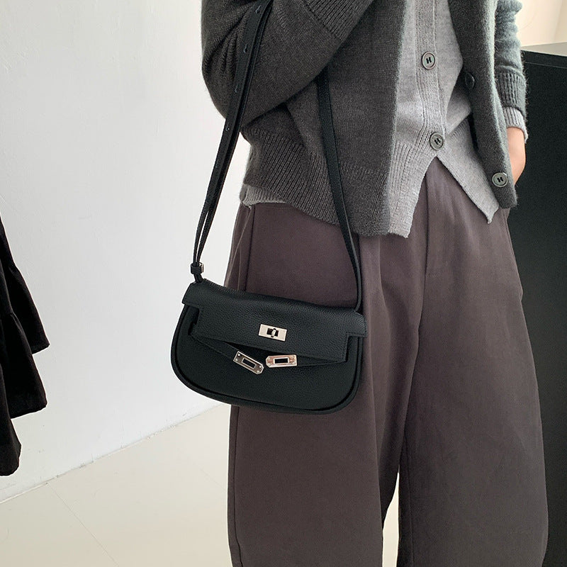 Women's Layer Cowhide Saddle Minority Fashion Genuine Crossbody Bags