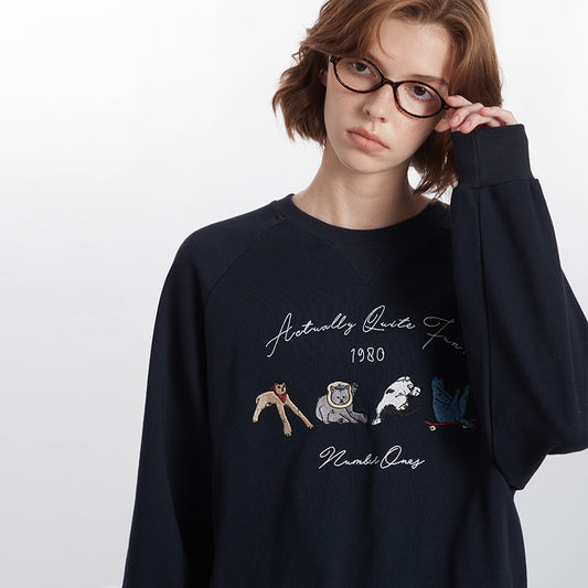 Women's Neck Loose Retro Embroidered Design Long Sweaters