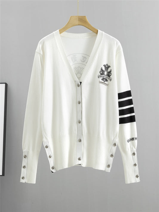 Women's College Style Four Bars Cross Fashion Knitwear