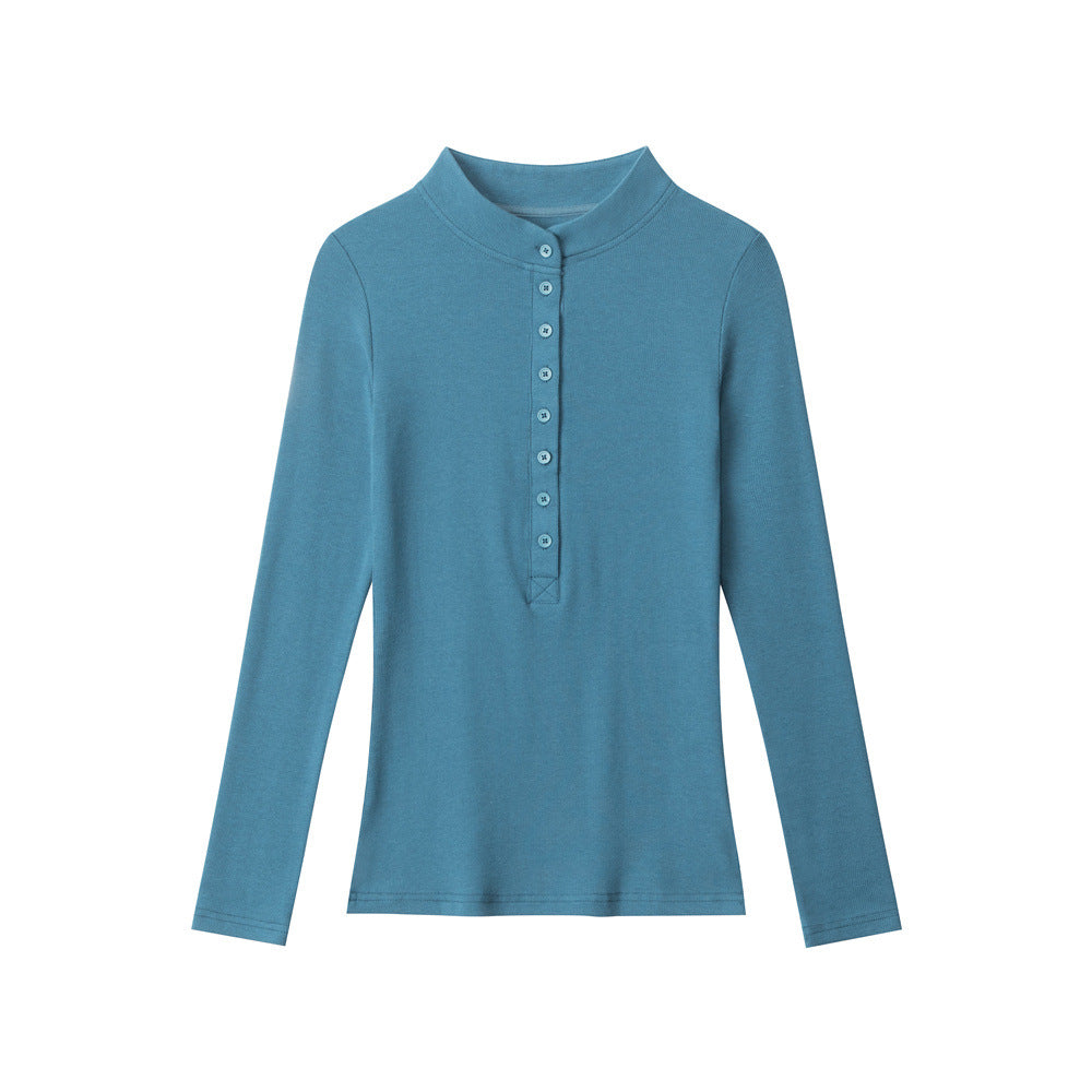 Women's Collar Slim Fit Slimming Long Sleeves T-shirt Tops