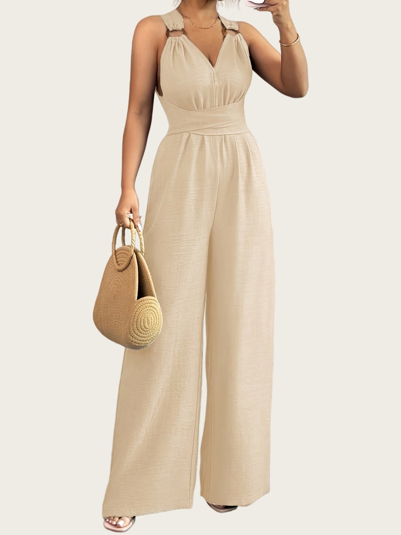 Women's Fashion Sexy Backless Cross Belt Wide Women's Jumpsuit/clothing