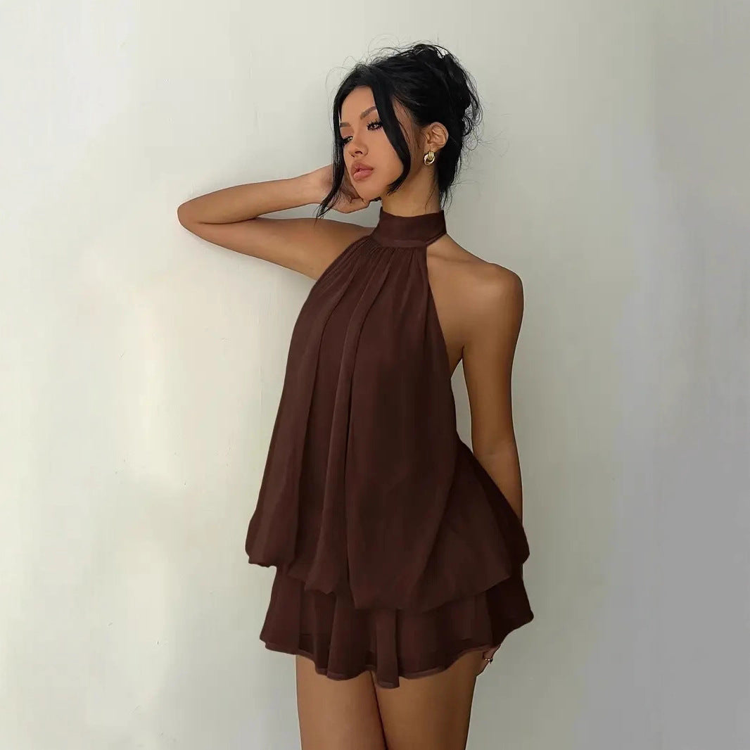 Women's Holiday Slim Fit Sexy Backless Halter Tops