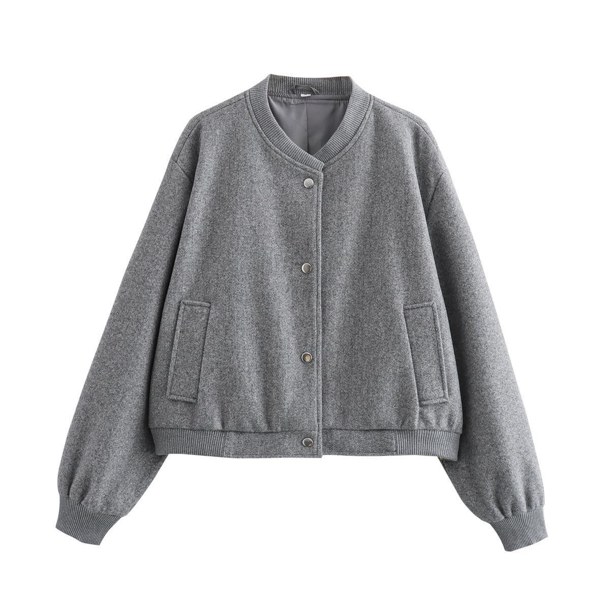 Women's Street Fashion Soft Woolen Carbon Black Coats