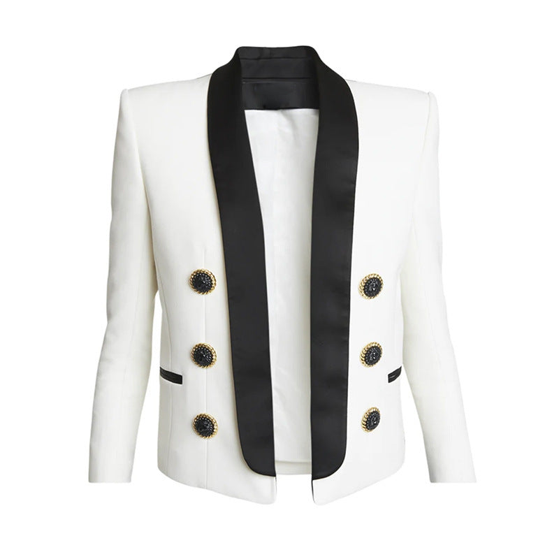 Innovative Fashion Contrast Color Green Collar Coats
