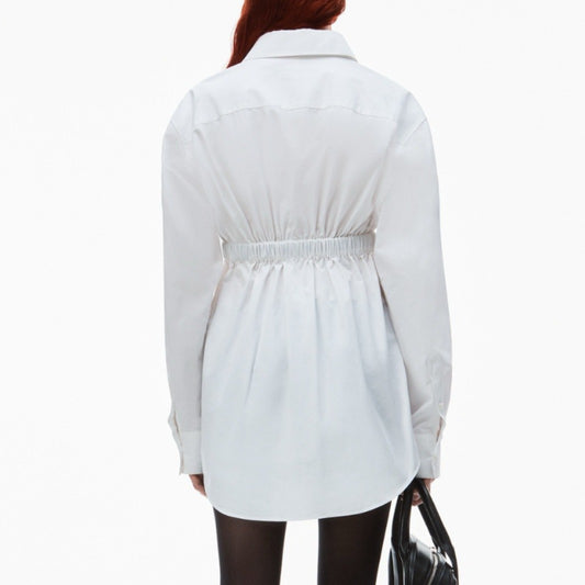Women's Long-sleeved Shirt Spring Belt Decorative Design Blouses