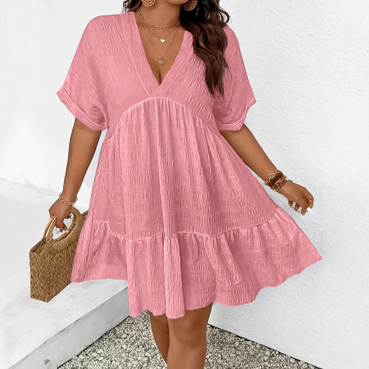 Women's Summer Casual Deep Sleeve Loose Dress