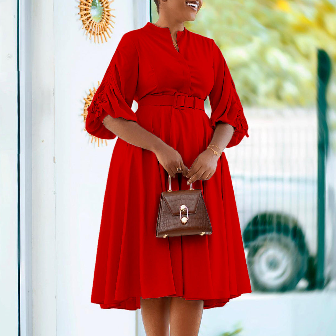 Women's Fashion Temperament Pleated A- Line African Dress