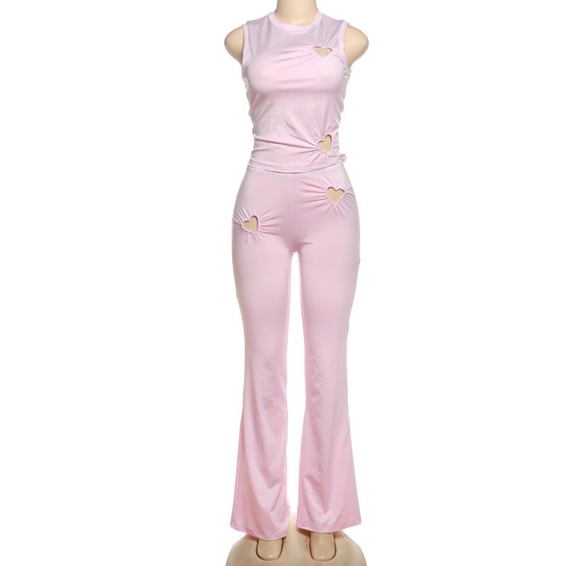Women's Fashion Hollowed Heart Shape Solid Color Suits