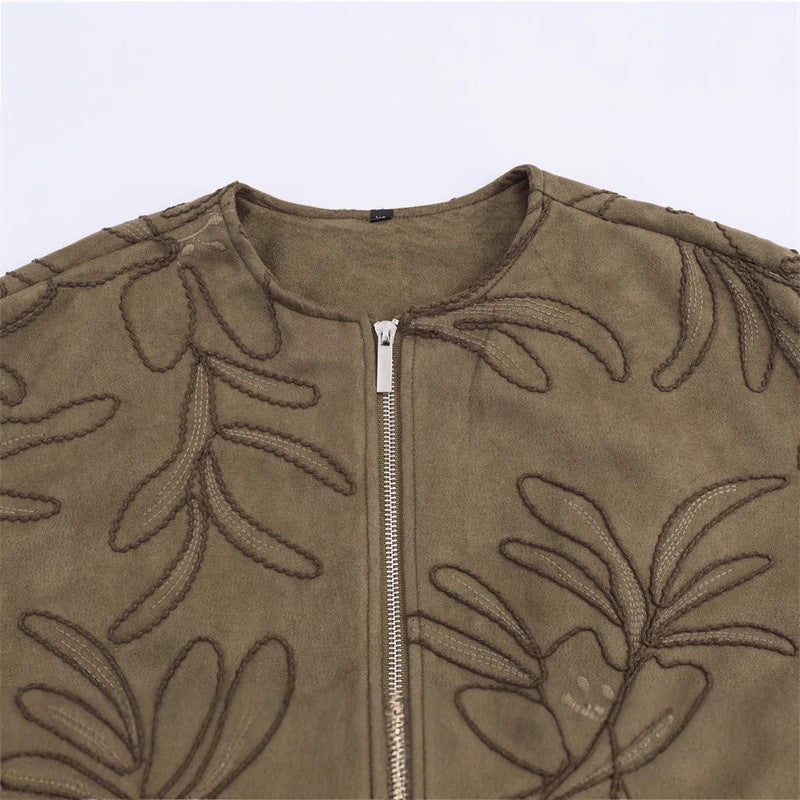 Women's Autumn Fashion Casual Loose Simple Embroidered Coats