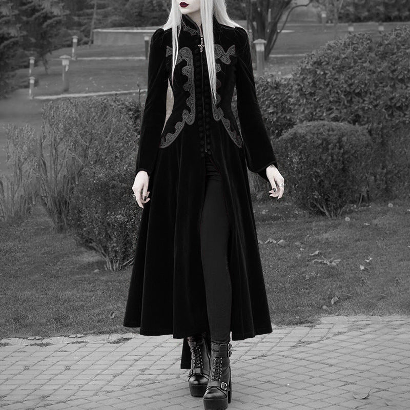 Fashion Printed Ruffled Long Sleeve Stand Dresses