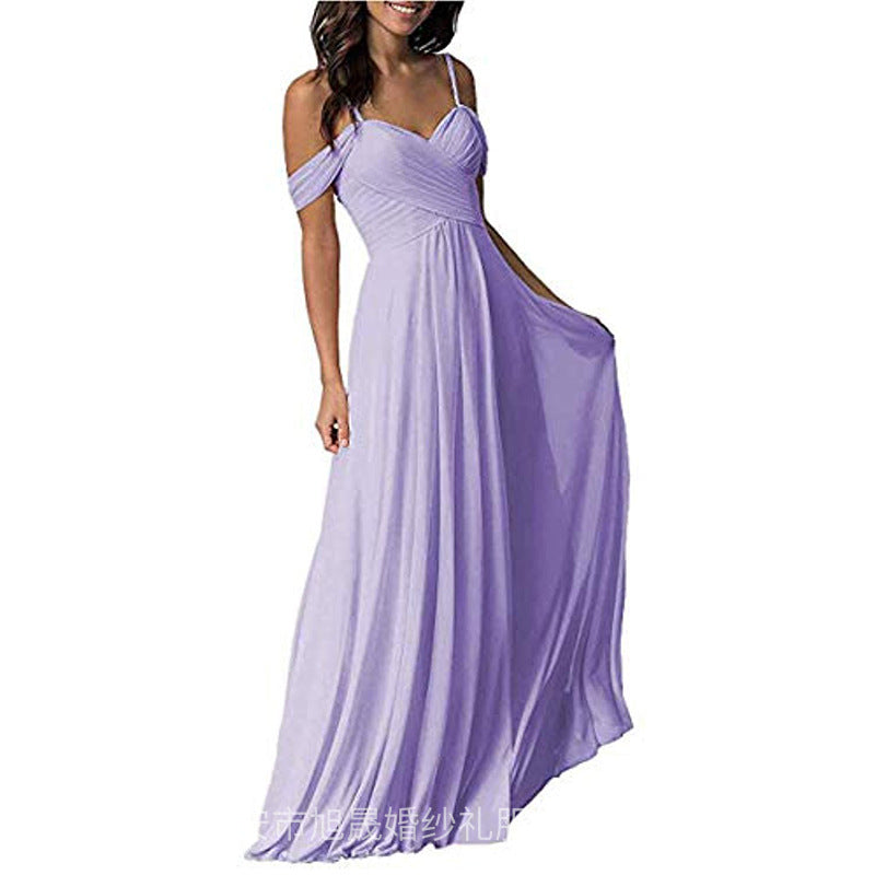 Women's Ruffled Bridesmaid Dress Long Gown Formal Wedding Dresses
