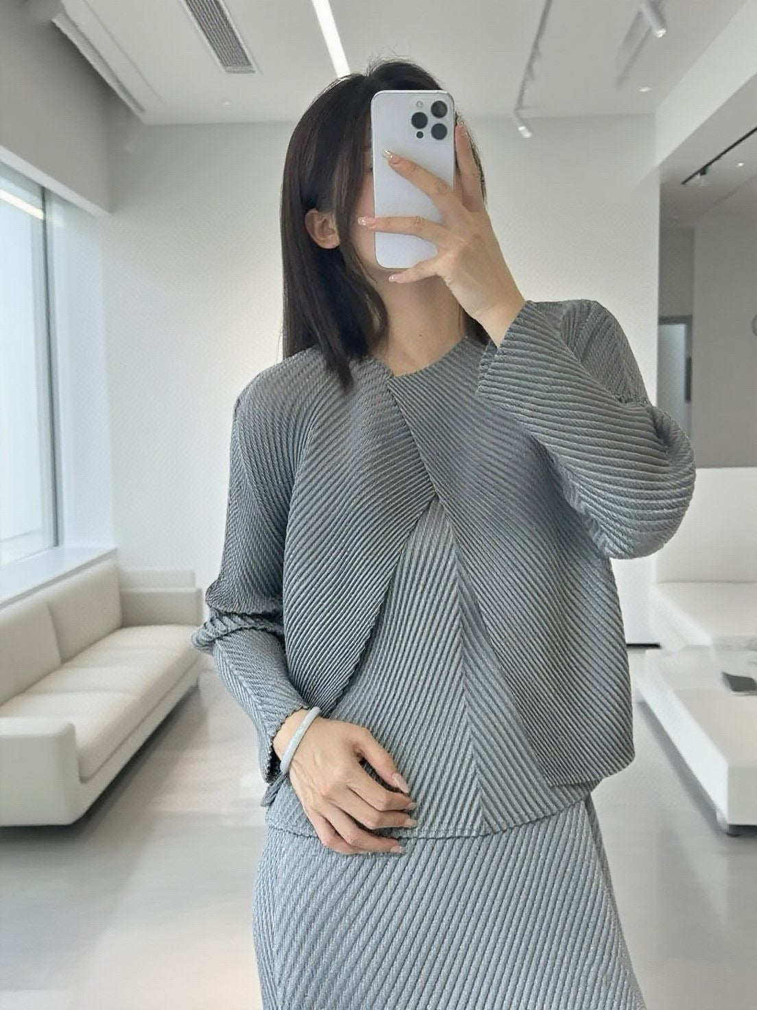 Scale Pleated Long-sleeved Versatile Casual Fashionable Suits