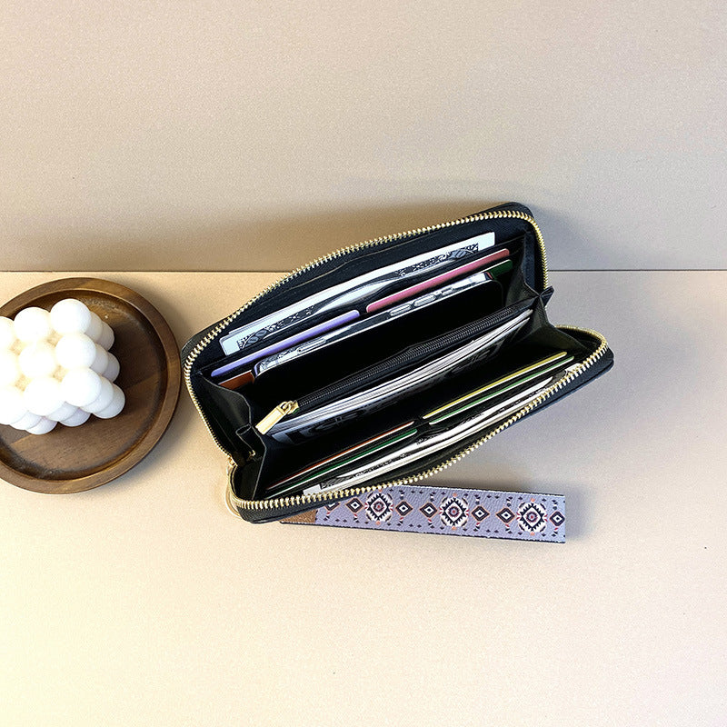 Women's Style Zipper Large Fashion Clutch Wrist Ladies Wallets