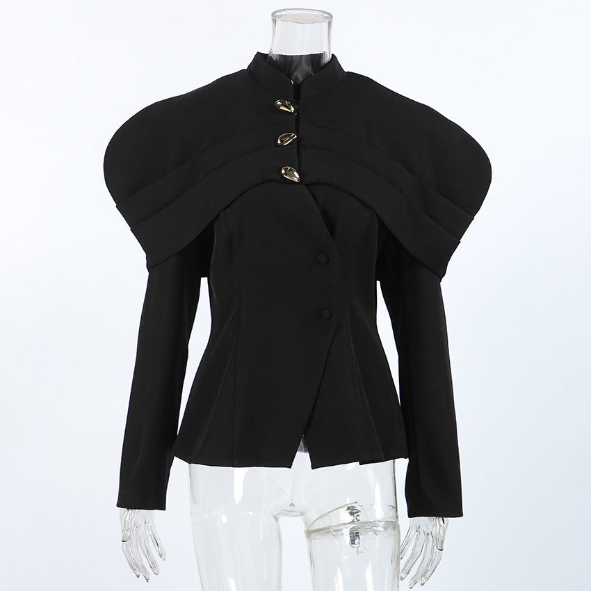 Women's Autumn Niche Light Luxury Black Slim Fit Coats