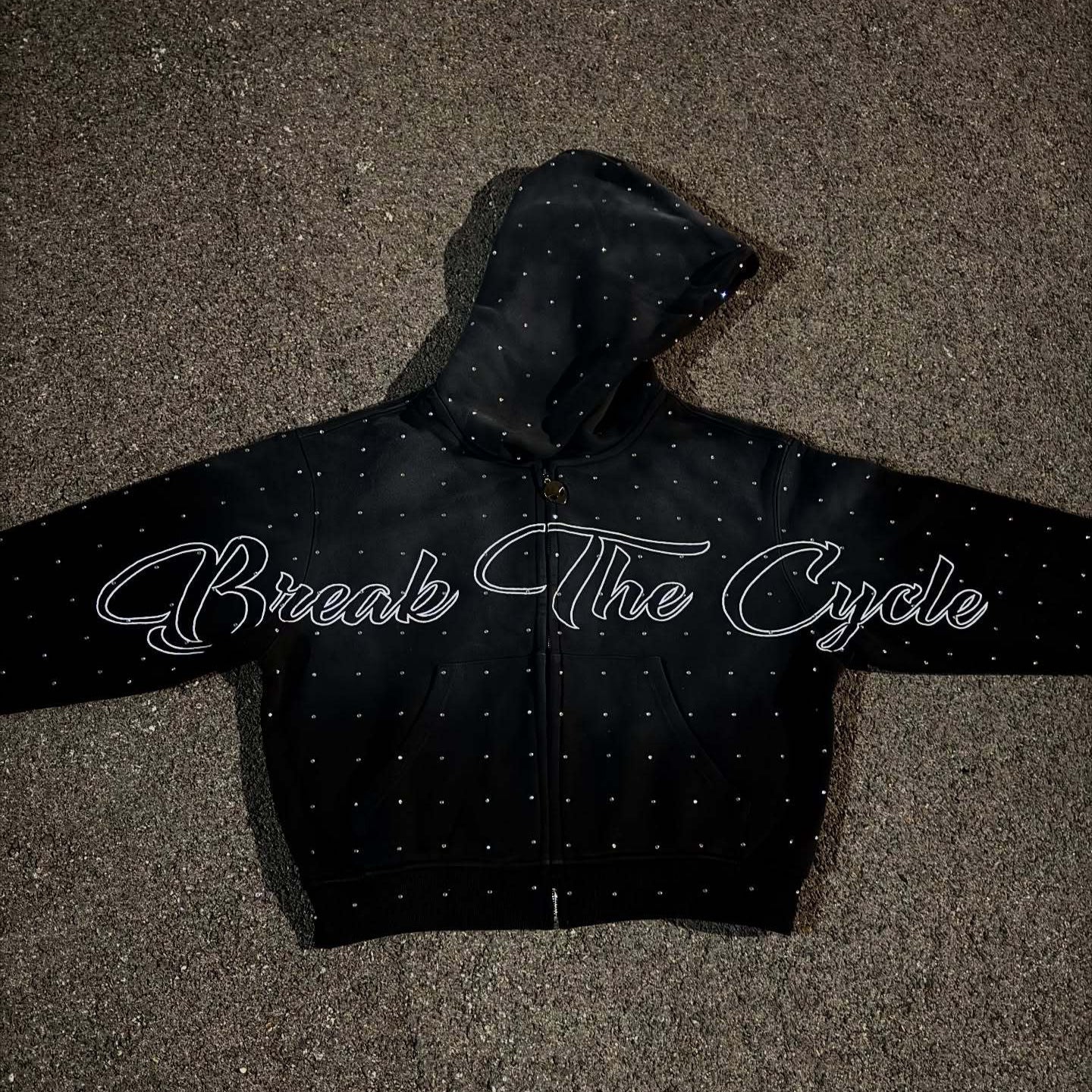 Women's & Men's & Letter Printed Rhinestones Zipper Street Sweaters