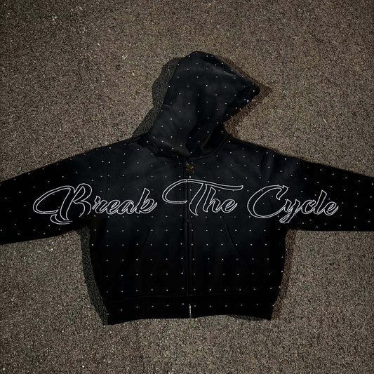 Women's & Men's & Letter Printed Rhinestones Zipper Street Sweaters